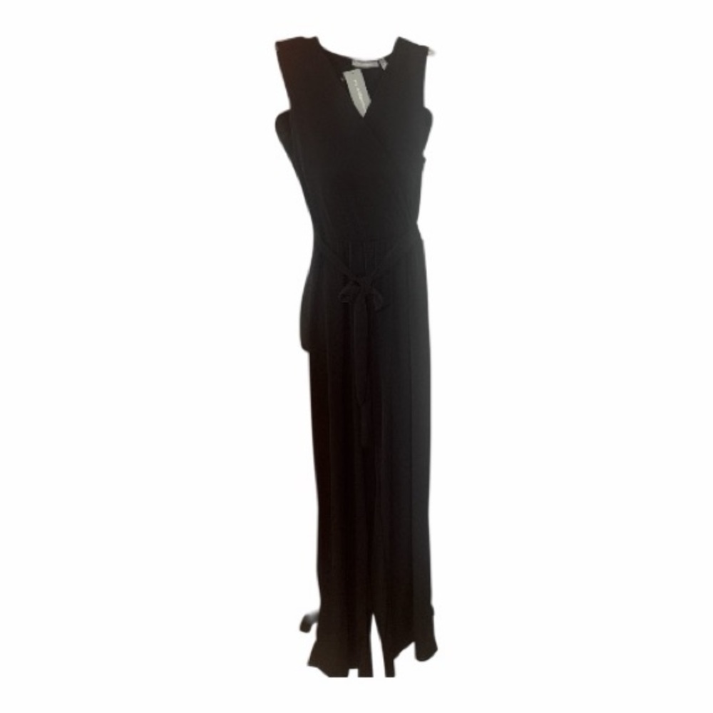NY Collection Black Sleeveless Wrap-Front Jumpsuit w/ Tie Waist Women’s Size XL - Picture 6 of 9